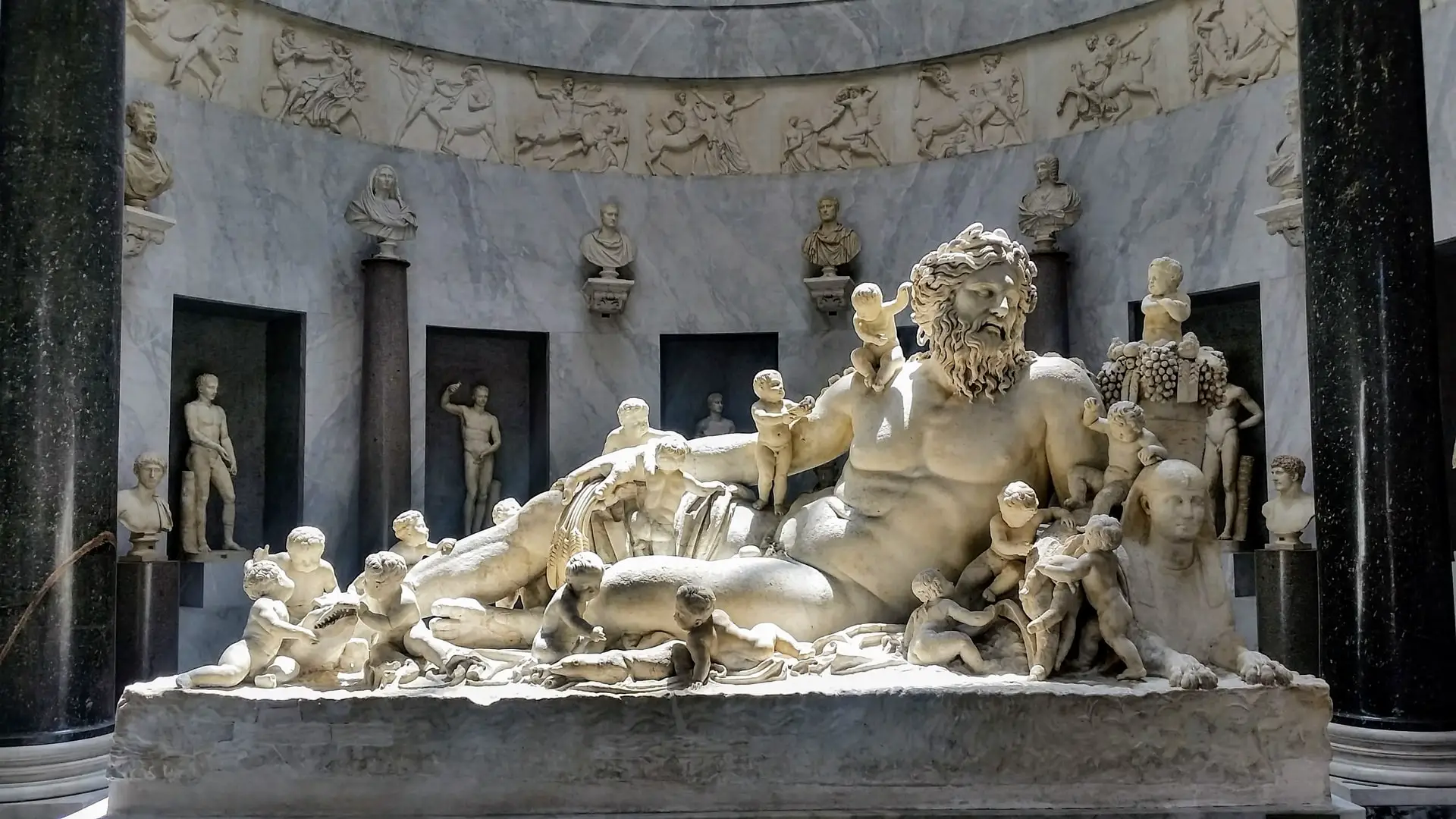 Famous statue of Cronus with the Greek Gods in the Vatican, Rome