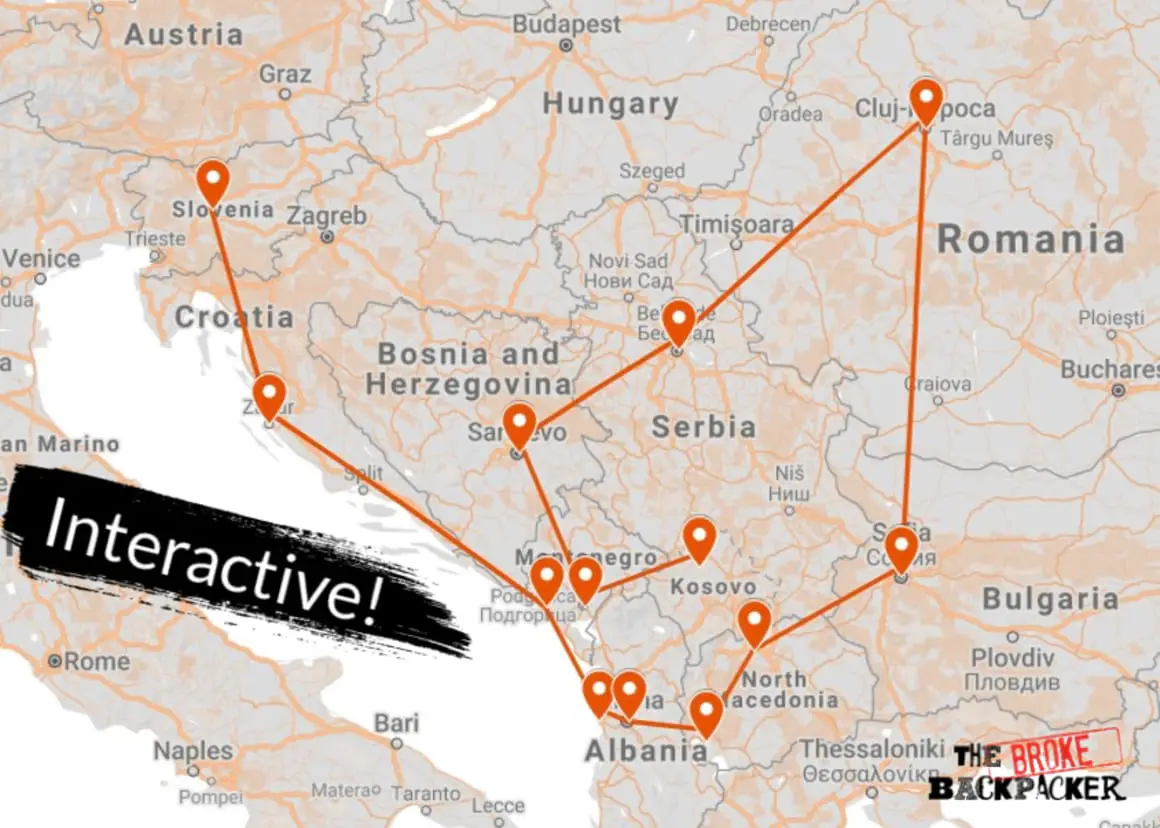 Backpacking The Balkans Map Itinerary 3