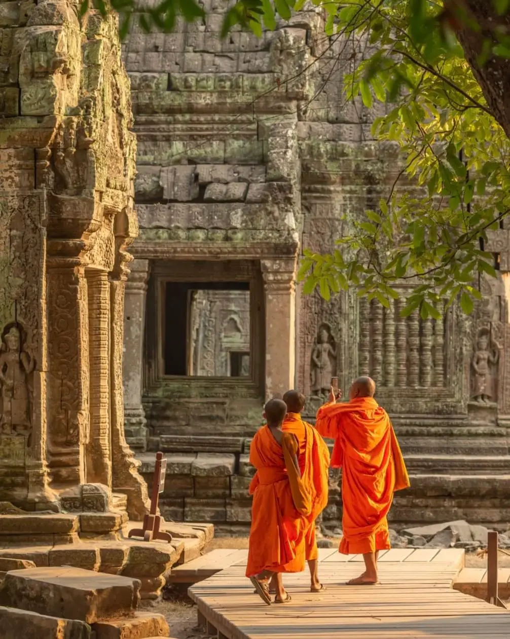 young monks in temple cambodia