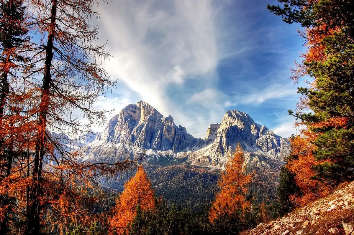 dolomite mountains in the autumn italy
