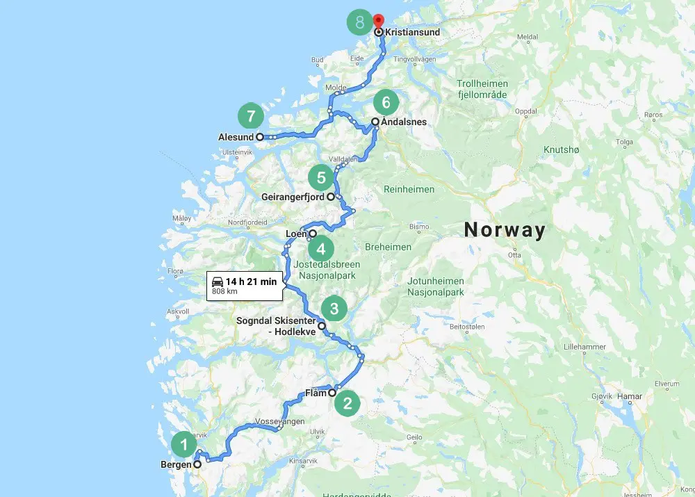 Norway Route2 Map