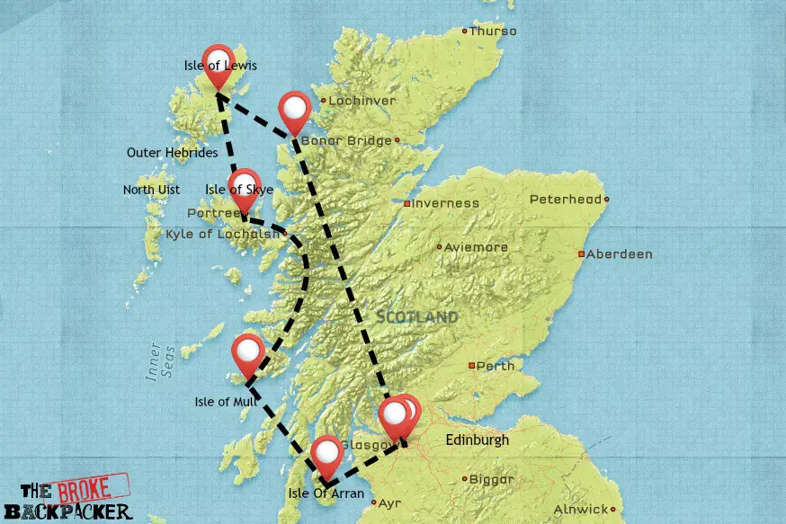 Scotland backpacking itinerary map
