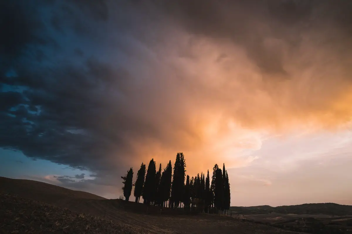 sunset in tuscany italy