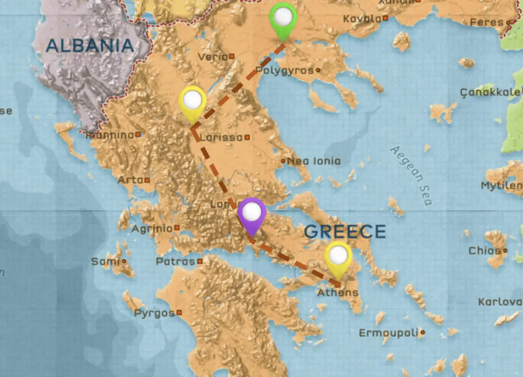 Map of Travel Itinerary for Greece #3